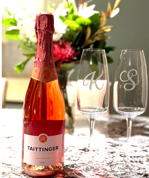 </who>If you want to splurge on your Valentine's bubbles, go for the Taittinger Rose Prestige Champagne ($100) from France.