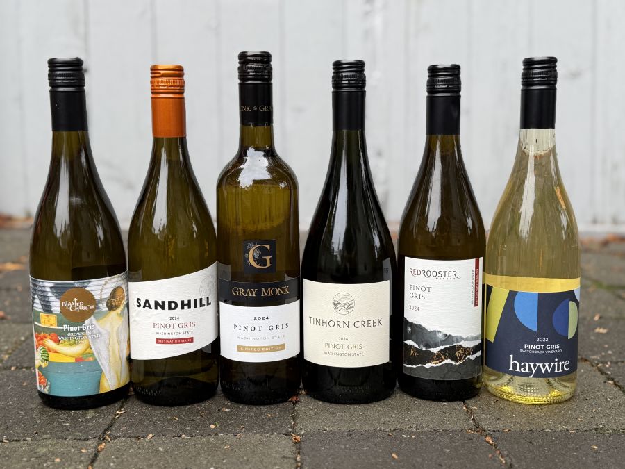 </who>Six stellar Pinot Gris. From left, Blasted Church 2024 ($24), Sandhill 2024 Destination Series ($22), Gray Monk 2024 LImited Edition ($22), Tinhorn Creek 2024 ($24), Red Rooster 2024 Outback Series ($21) and Haywire 2022 Switchback Vineyard ($29).