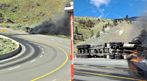 Vehicle fire slowing traffic on Hwy 1 between Cache Creek, Spences Bridge